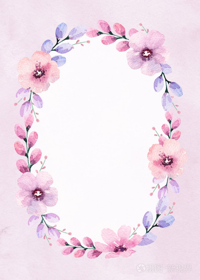 水彩花卉的框架.完美的贺卡或请柬