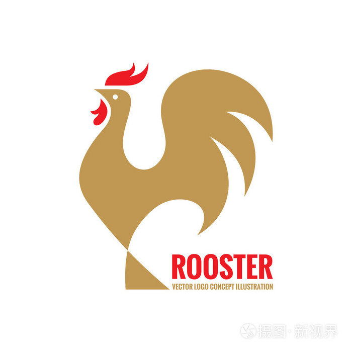 鸟的公鸡最小图.公鸡的标志.矢量标志模板.设计元素