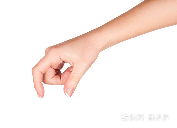 女子手里拿着的东西在白色背景上