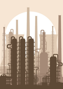 化工厂图标集四向量等距工业厂房能源化工厂等工厂炼油厂或化工厂图标