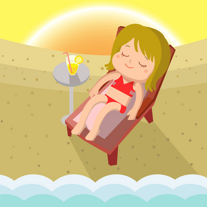 女孩晒日光浴的吉祥物卡通伟大的任何使用.矢量 eps10照片