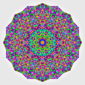 抽象的花朵。丰富多彩的创作风格矢量轮。圆的背景。马赛克的横幅几何形状。红色绿色橙色紫色淡紫色蓝色紫罗兰色洋红色圆曼荼罗背景