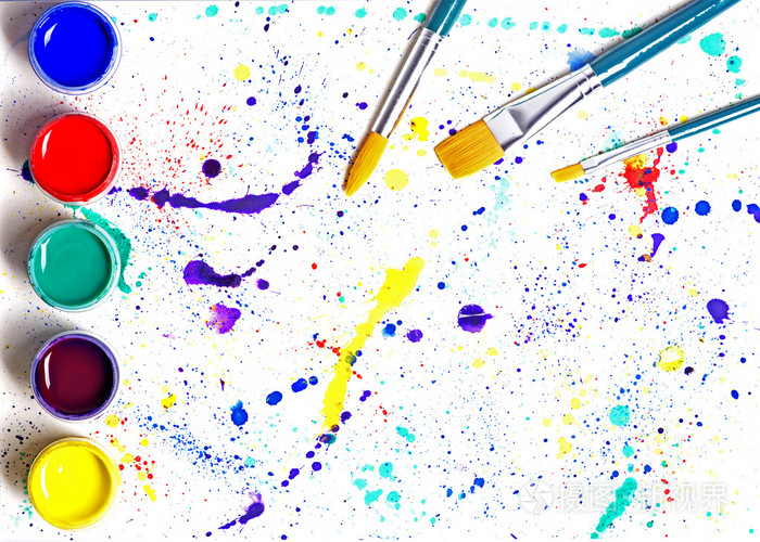 画笔和水粉颜料的抽象艺术