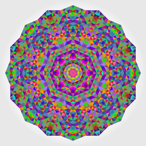 抽象的花朵。丰富多彩的创作风格矢量轮。圆的背景。马赛克的横幅几何形状。红色绿色橙色紫色淡紫色蓝色紫罗兰色洋红色圆曼荼罗背景