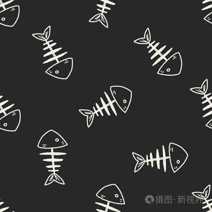 嘟嘟鱼骨头无缝图案背景插画-正版商用图片1ik8rl-摄图新视界