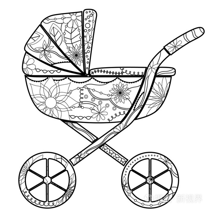 黑色的婴儿车插画-正版商用图片1ik8rp-摄图新视界