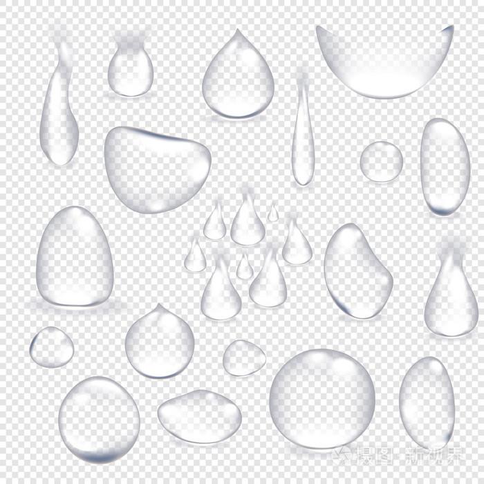 纯净水滴现实集孤立的矢量图插画-正版商用图片1ikajw-摄图新视界