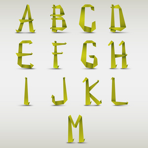 字母表折叠绿色纸模板