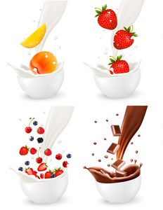 巧克力和多彩的新鲜水果，落入乳白色的苏丹人民解放军