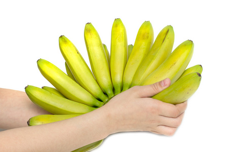 香蕉在孤立的手中