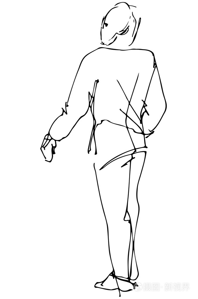 回首他的肩上一个男人的矢量速写