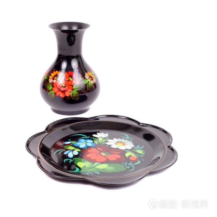 zhostovo 花瓶和托盘组