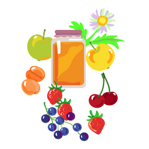 蜂蜜和水果和浆果