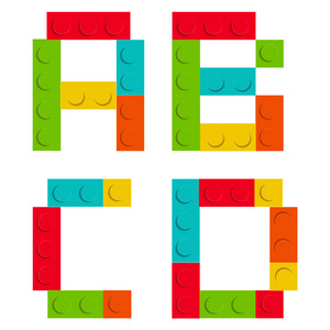 字母表集玩具建筑砖块孤立 iso 的作