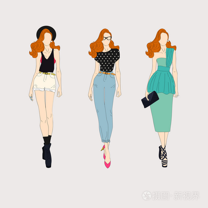 手工绘制的时装模特插画-正版商用图片1il1x5-摄图新视界