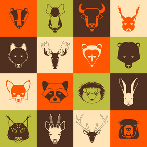 森林动物图标集图片