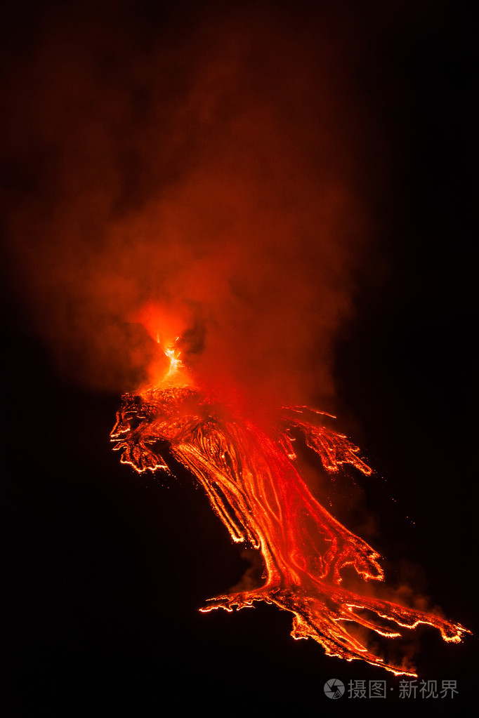 埃特纳火山喷发熔岩流