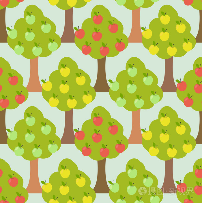 苹果树无缝模式.果园背景