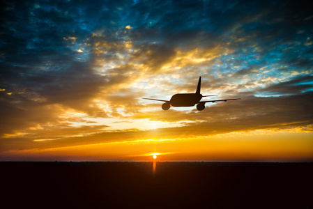 飞机照片图夕阳图片