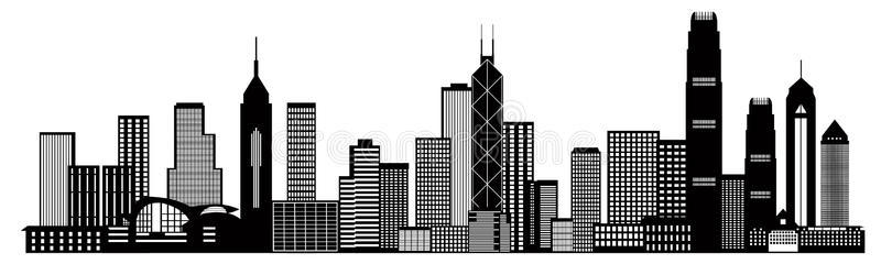 香港城市天际线黑白矢量illu照片