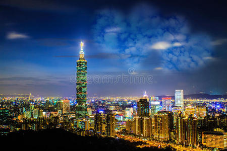 台湾台北夜空线。