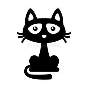 小黑猫图标。卡通风格万圣节