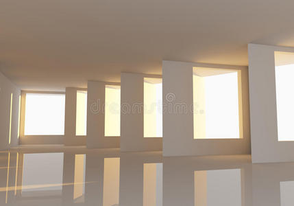 空房间抽象墙和窗户