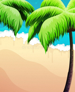 棕榈树大海和沙滩