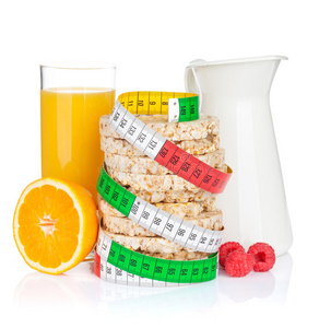 健康早餐，配慕斯利，浆果和橙汁