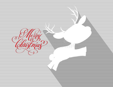 圣诞快乐卡和鹿扁