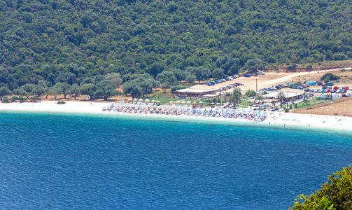 安提萨莫斯海滩希腊，凯法隆尼亚夏季俯瞰图。