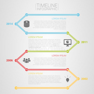 带图标的彩色时间线信息图模板向量