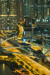 夜香港城市景观