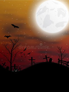 万圣节背景南瓜，蝙蝠和月亮
