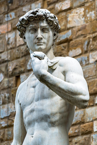 米开朗基罗的大卫雕像在维奇奥一世宫殿前