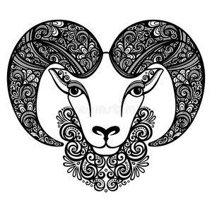 卷曲的有角的羊图片