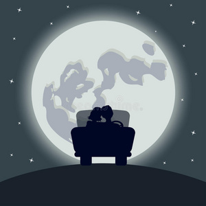 星星月亮情侣图片