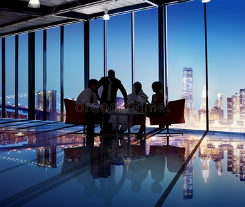 业务人员会议剪影照片