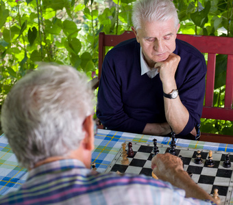 下棋的养老金领取者