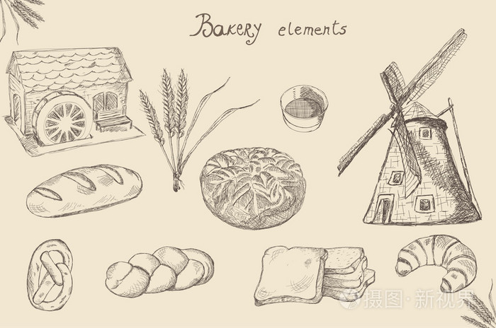 数字绘图元素集的面包店插画-正版商用图片1is0dd-摄图新视界