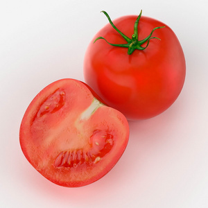 西红柿。整个半上白色孤立