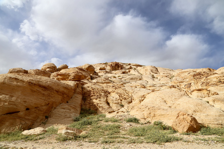 佩特拉，Jordan，中东地区的山。佩特拉自 1985 年以来一直教科文组织世界遗产站点