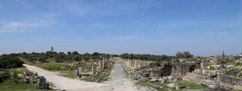 罗马废墟在 um 伊斯 um Qays   是北部 Jordan Gadara 古代镇附近的一个镇