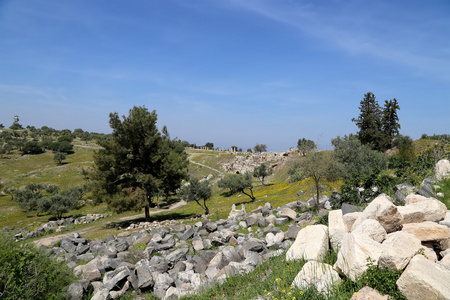 罗马废墟在 um 伊斯 um Qays   是北部 Jordan Gadara 古代镇附近的一个镇