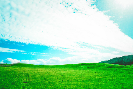 绿色的原野和天空