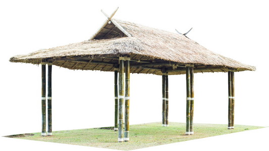 竹亭泰国竹亭隔离在白色背景上照片