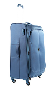 蓝色行李箱上白色隔离图片