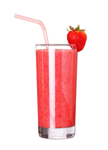 健康 glass 的冰沙草莓风味上白色 b 孤立