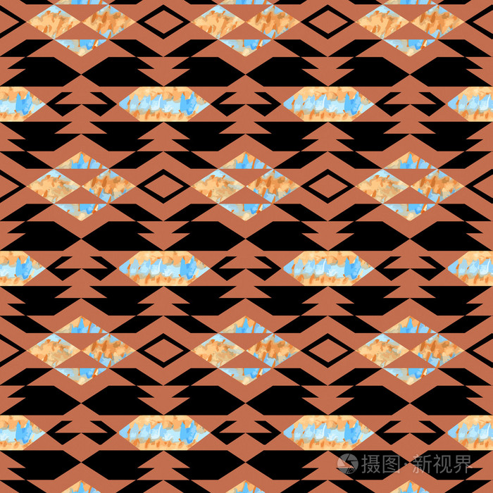 纳瓦霍的阿兹台克纺织灵感模式。美洲印第安人