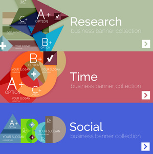 平面设计矢量图横幅与几何信息图表